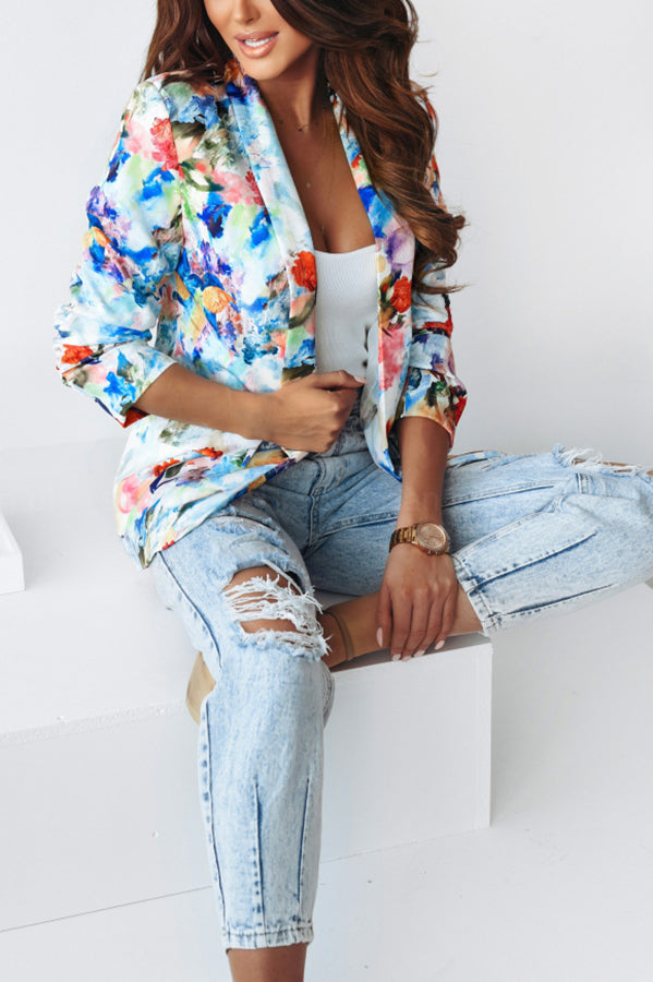 WW | Freie und Echte Florale Revers Freizeitanzug Blazer