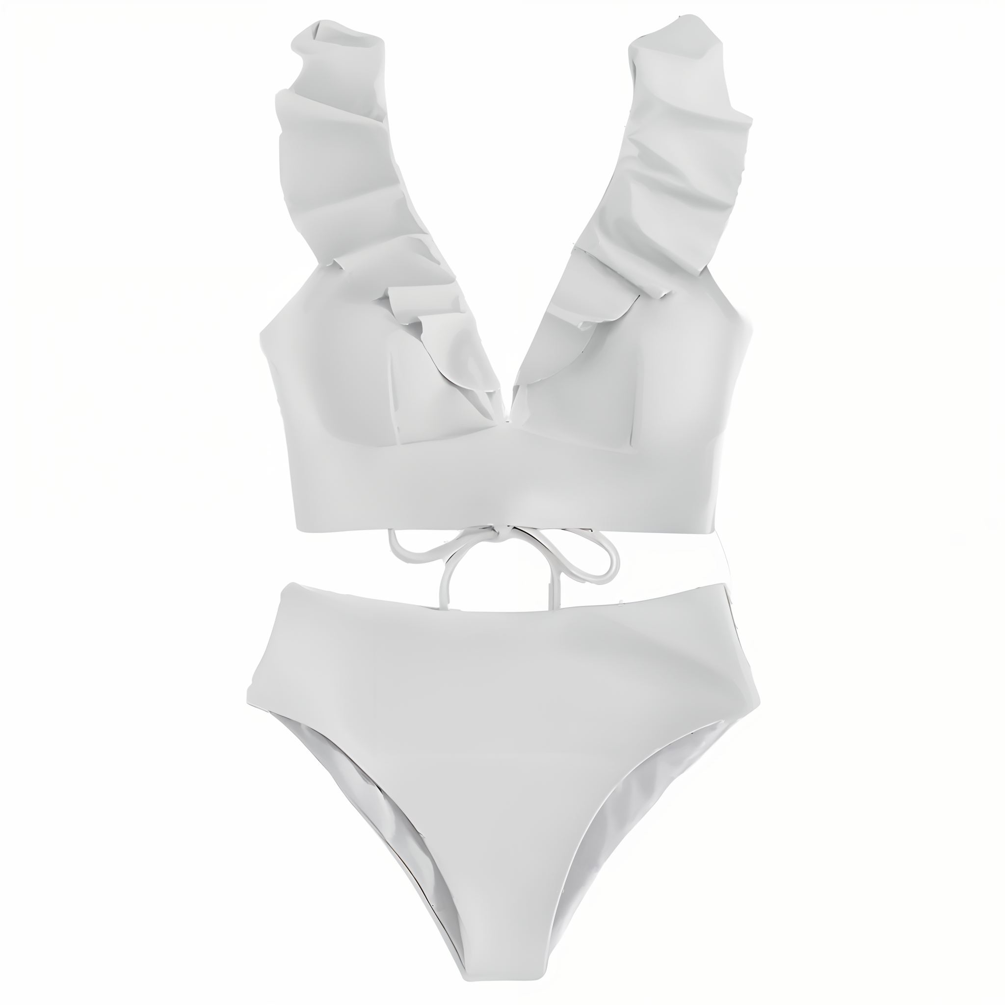 WW | Bikini-Set mit Rüschen und hoher Taille