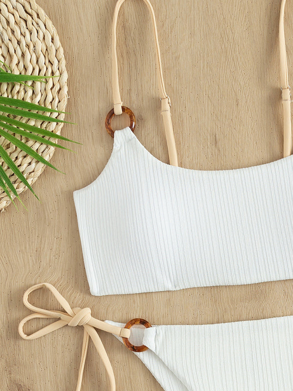 WW | Damen Einfarbige Hoop Sexy Bikini-Sets