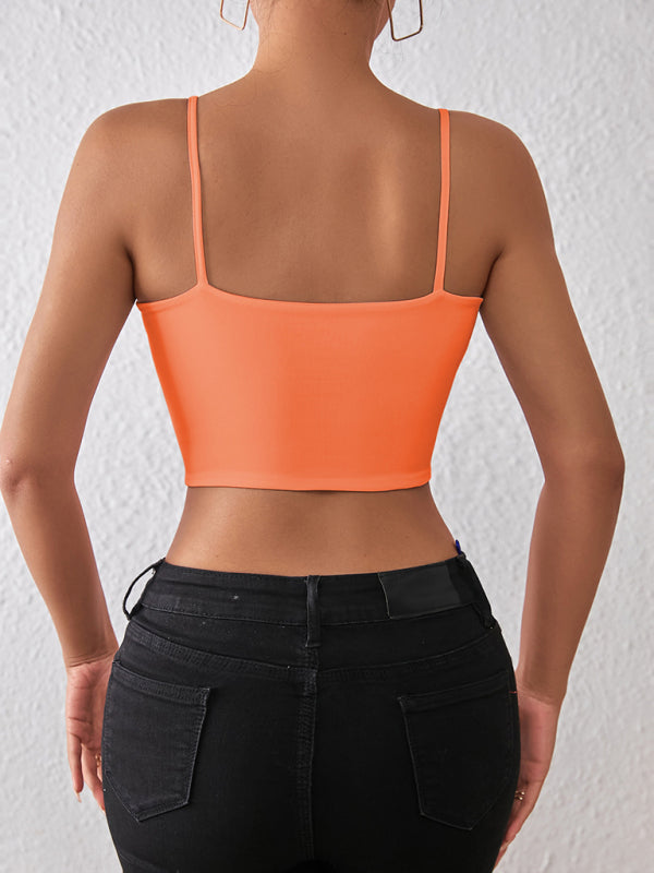 WW | Frühling und Sommer sexy bauchfreies Spaghetti-Top