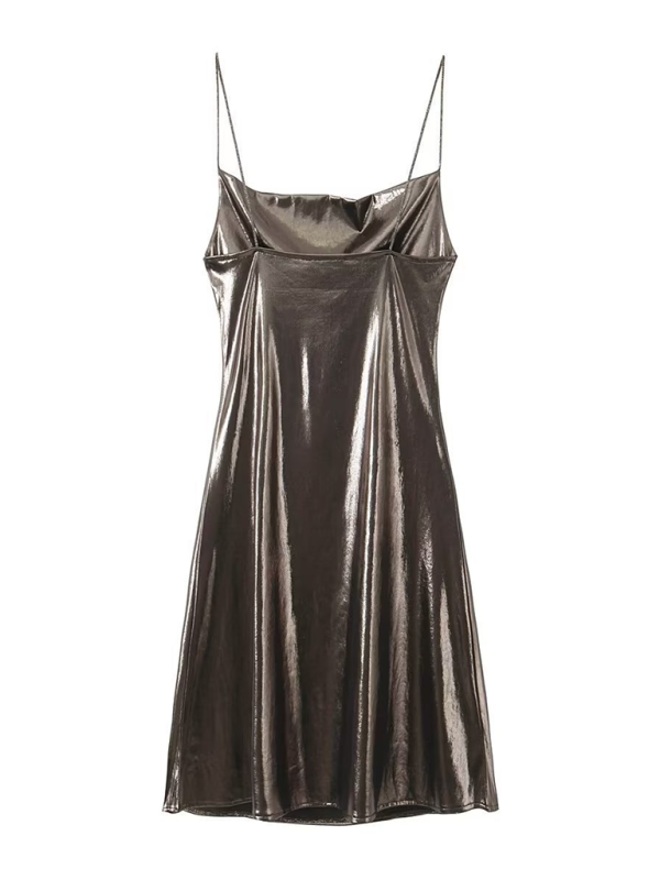 WW | Tiefer Rückenausschnitt metallisches Straps Kleid