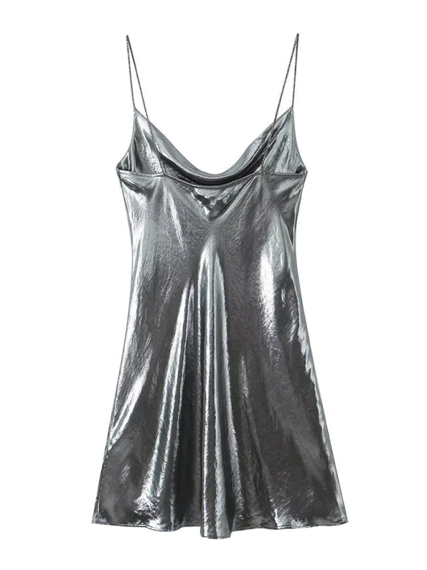 WW | Tiefer Rückenausschnitt metallisches Straps Kleid