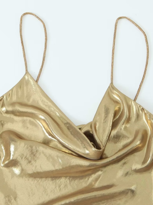 WW | Tiefer Rückenausschnitt metallisches Straps Kleid