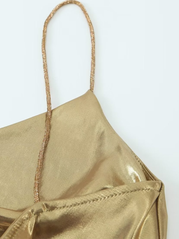 WW | Tiefer Rückenausschnitt metallisches Straps Kleid