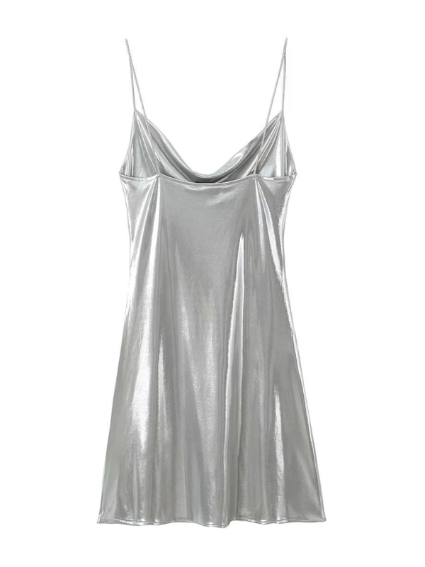 WW | Tiefer Rückenausschnitt metallisches Straps Kleid