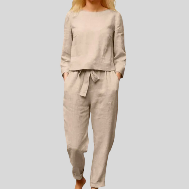 W&W EINFARBIGES LEINEN-ZWEITEILER