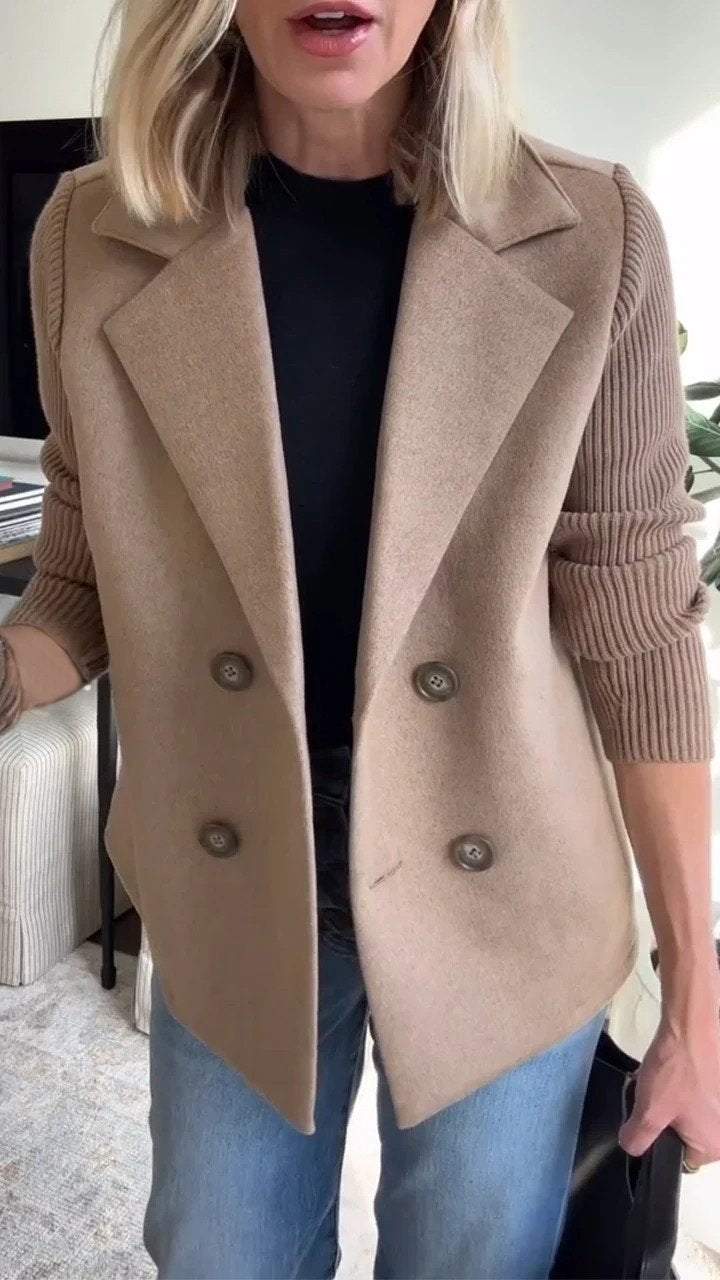 WW | Damen Blazer aus veganer Wolle mit gestrickten Ärmeln