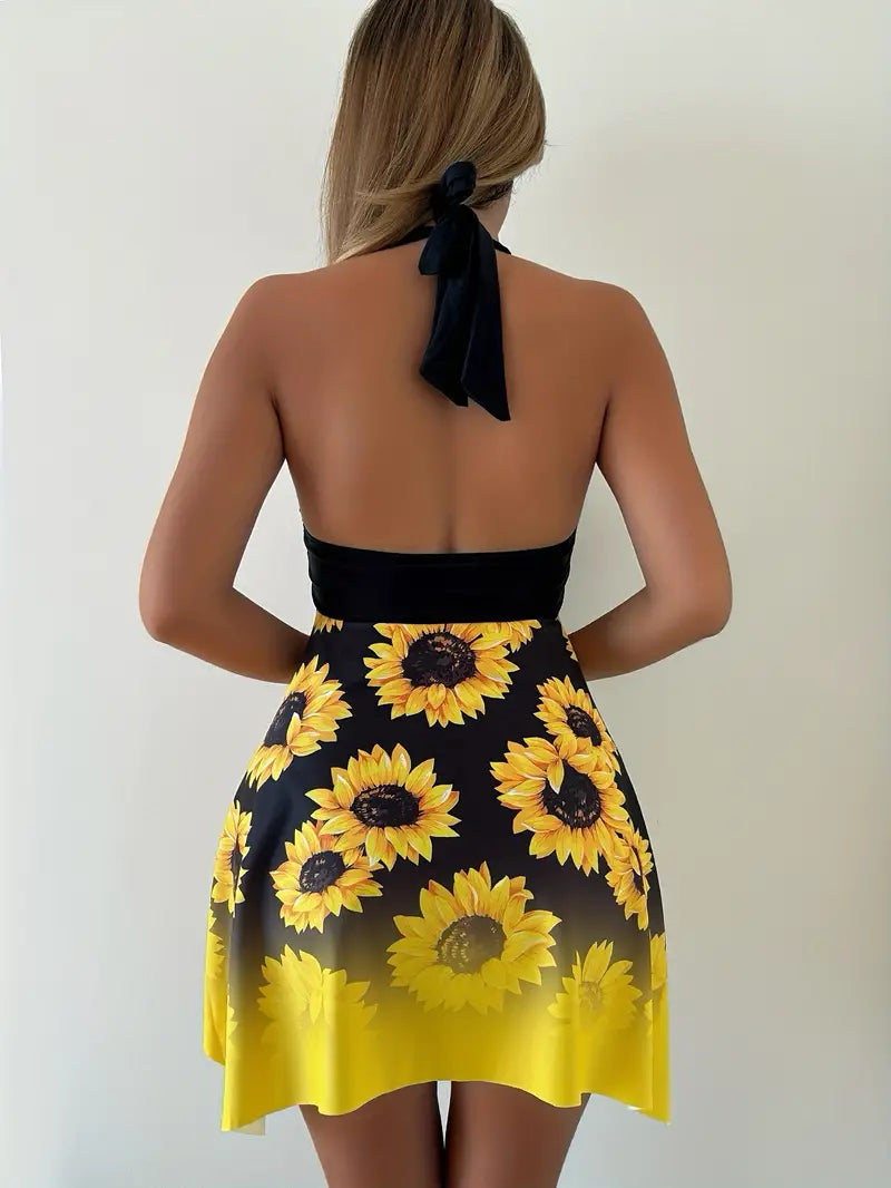 WW – Zweiteiliges Tankini-Set mit Sonnenblumen-Print