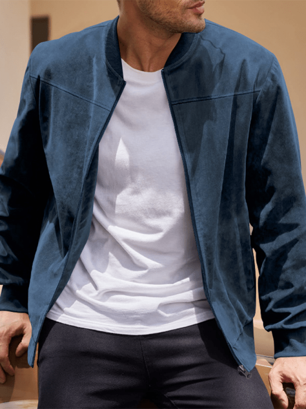 WW | Wildleder Retro Reißverschluss Herrenjacke Bomberjacke