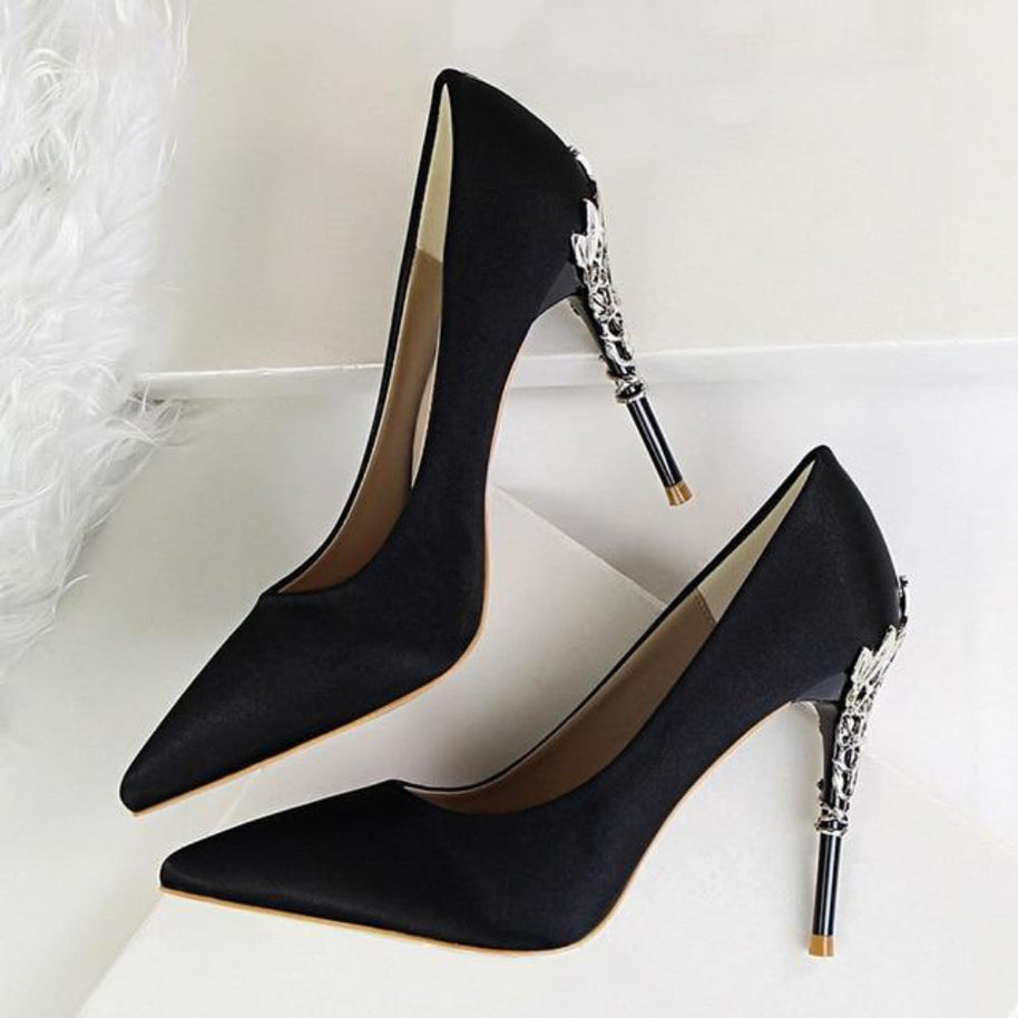 WW | Metall Geschnitzte Pumps Elegante High Heels