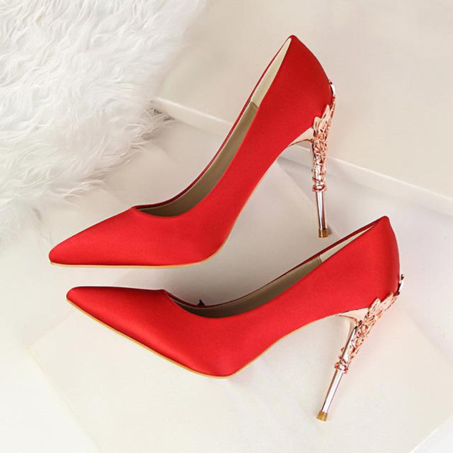 WW | Metall Geschnitzte Pumps Elegante High Heels