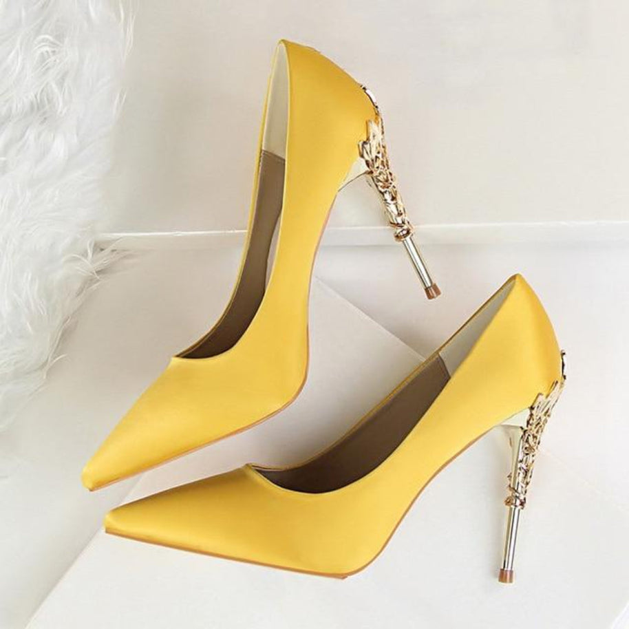 WW | Metall Geschnitzte Pumps Elegante High Heels