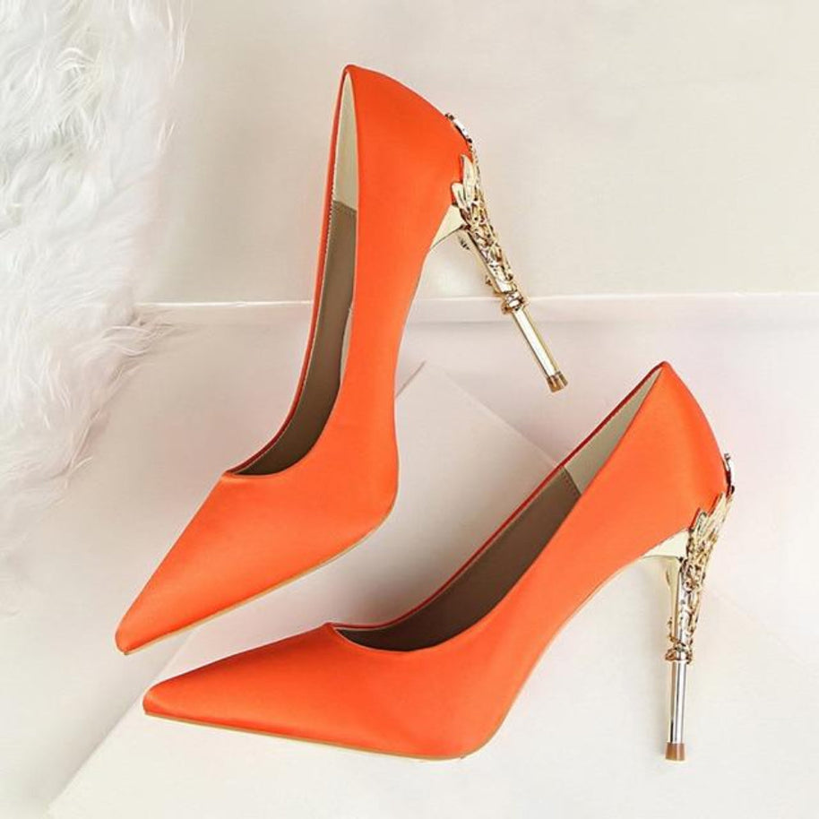 WW | Metall Geschnitzte Pumps Elegante High Heels