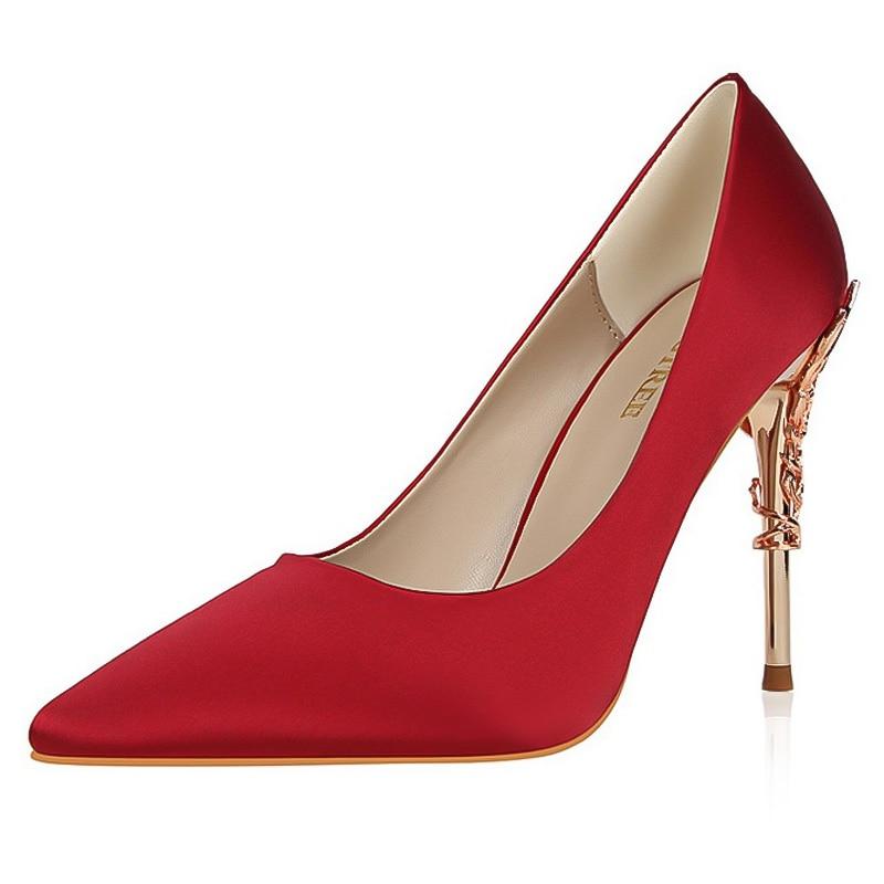 WW | Metall Geschnitzte Pumps Elegante High Heels