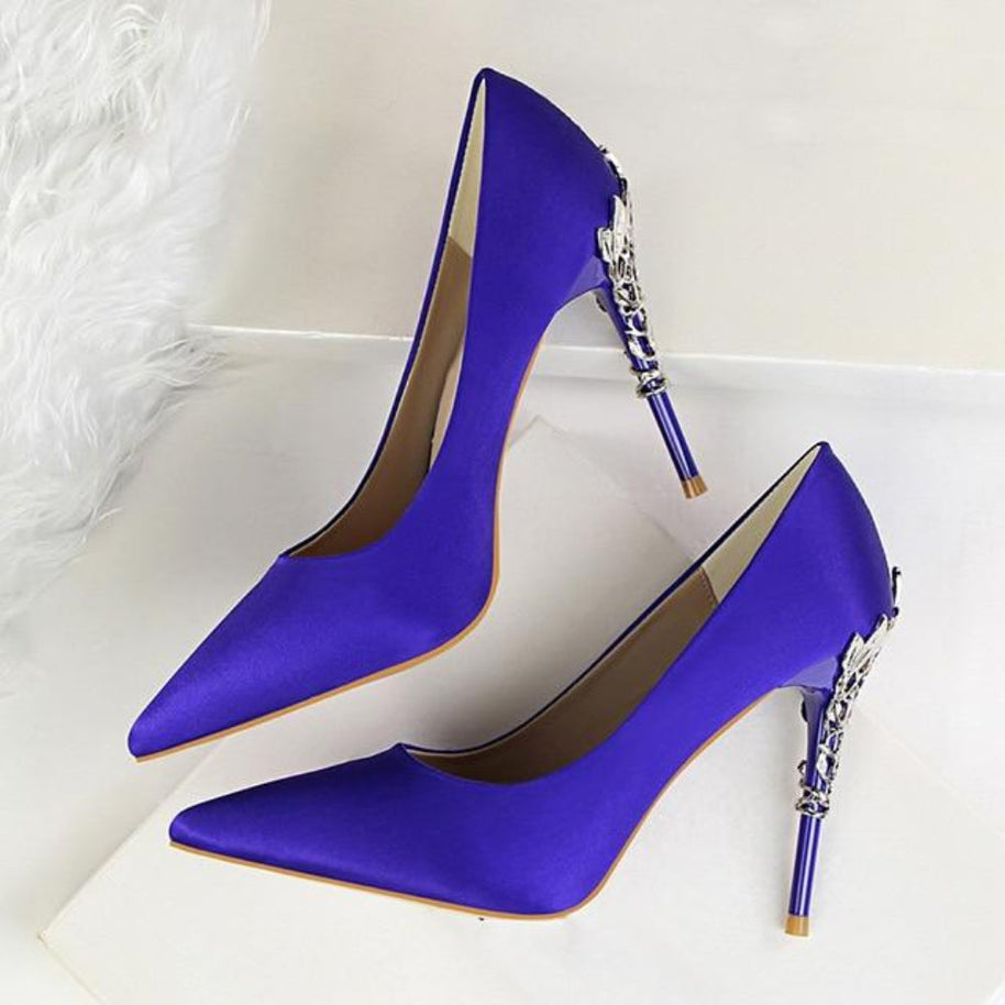 WW | Metall Geschnitzte Pumps Elegante High Heels