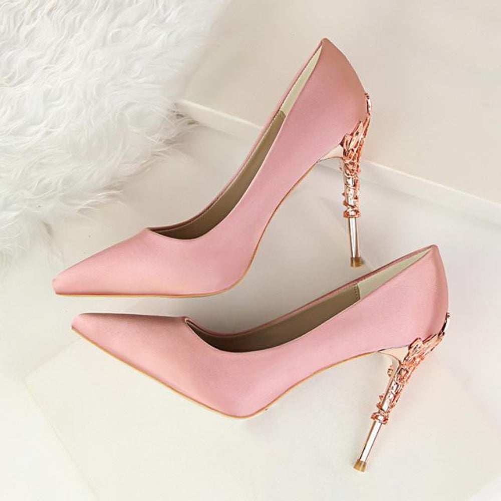 WW | Metall Geschnitzte Pumps Elegante High Heels
