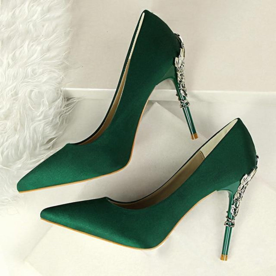 WW | Metall Geschnitzte Pumps Elegante High Heels