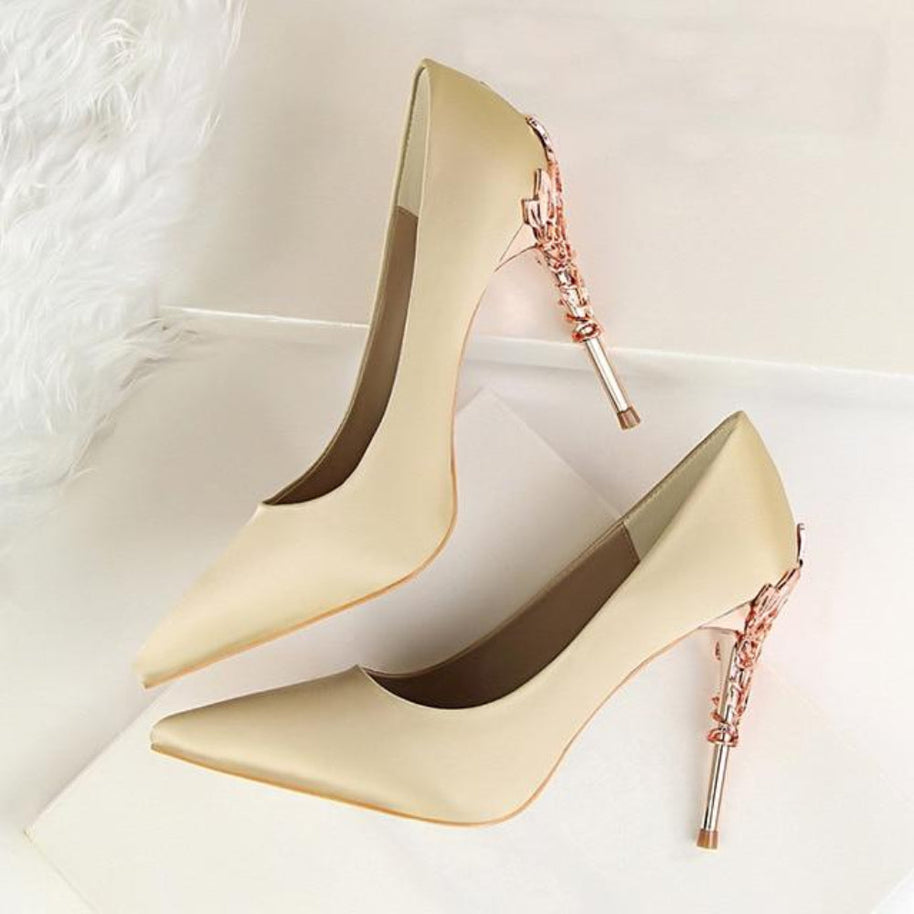 WW | Metall Geschnitzte Pumps Elegante High Heels