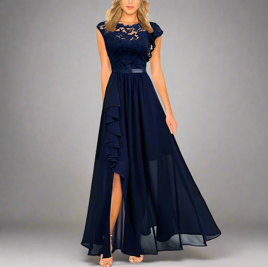 WW | Elegantes Damen Maxikleid Mit Spitzeneinsätzen Zeitlos, Romantisch & Fließend