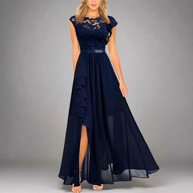 WW | Elegantes Damen Maxikleid Mit Spitzeneinsätzen Zeitlos, Romantisch & Fließend