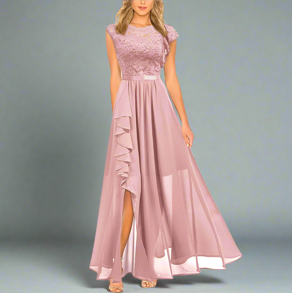WW | Elegantes Damen Maxikleid Mit Spitzeneinsätzen Zeitlos, Romantisch & Fließend