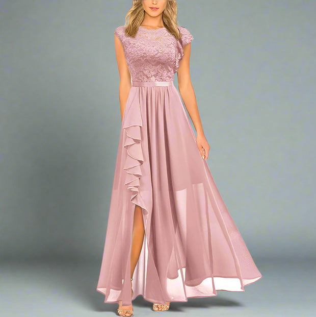 WW | Elegantes Damen Maxikleid Mit Spitzeneinsätzen Zeitlos, Romantisch & Fließend