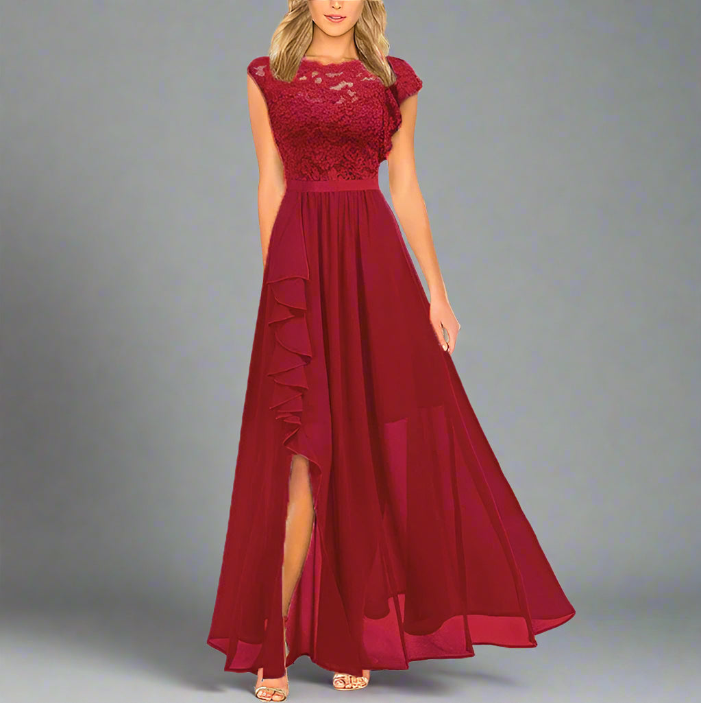 WW | Elegantes Damen Maxikleid Mit Spitzeneinsätzen Zeitlos, Romantisch & Fließend