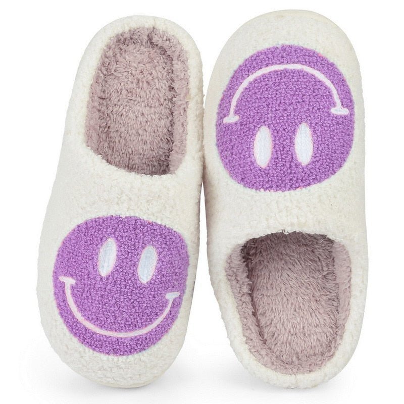 WW | mit Smiley - bequeme Damen Hausschuhe aus weichem Material