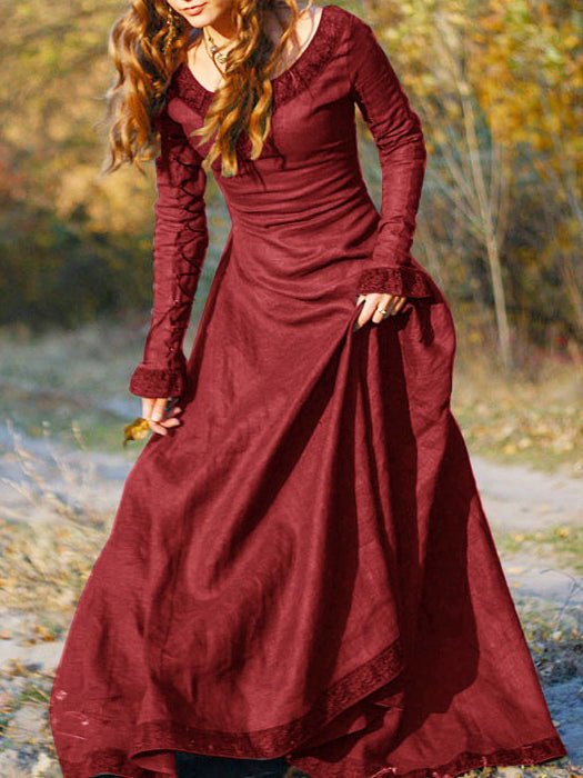 WW | Damen Kleider Rundhals Langarmkleid