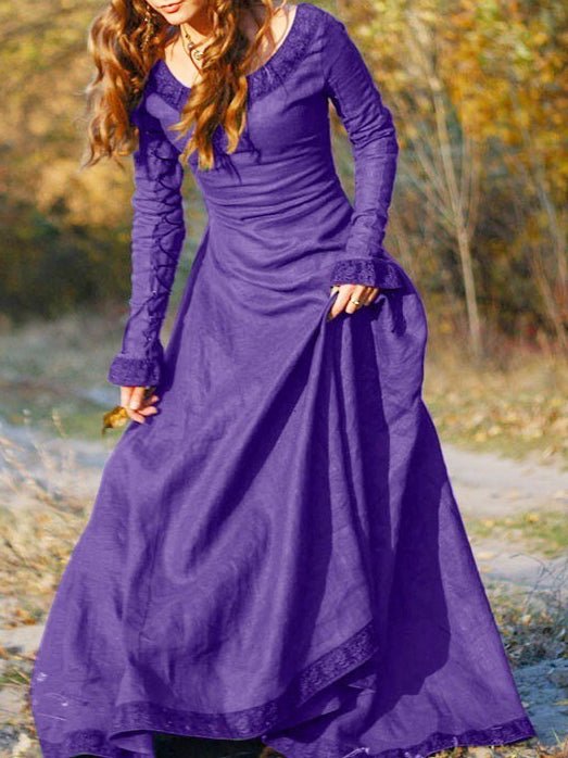 WW | Damen Kleider Rundhals Langarmkleid