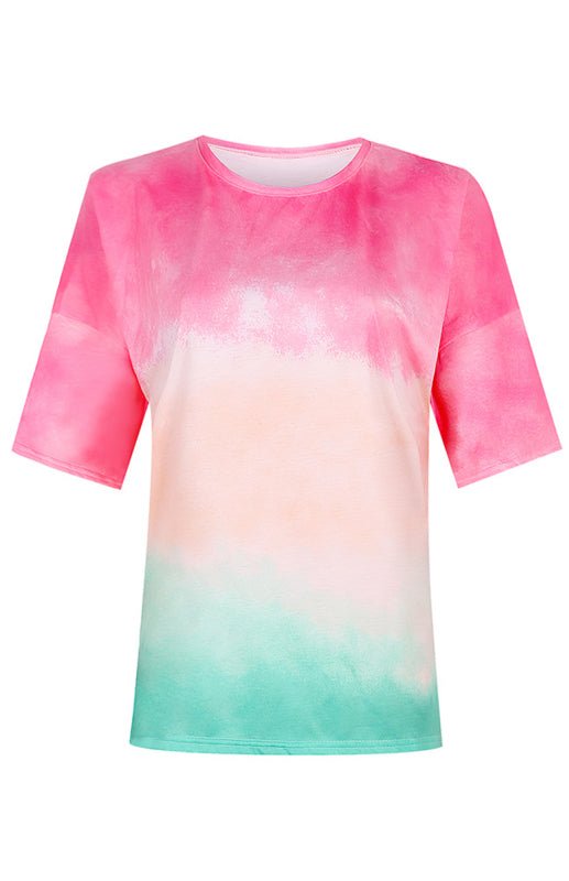 WW | Damen Tie Dye Gradient Print Lose T-Shirt Für Frauen