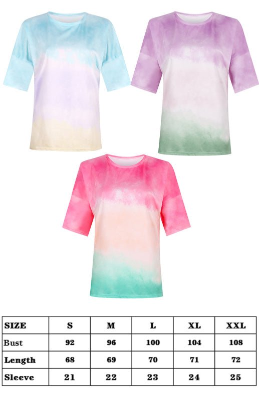 WW | Damen Tie Dye Gradient Print Lose T-Shirt Für Frauen