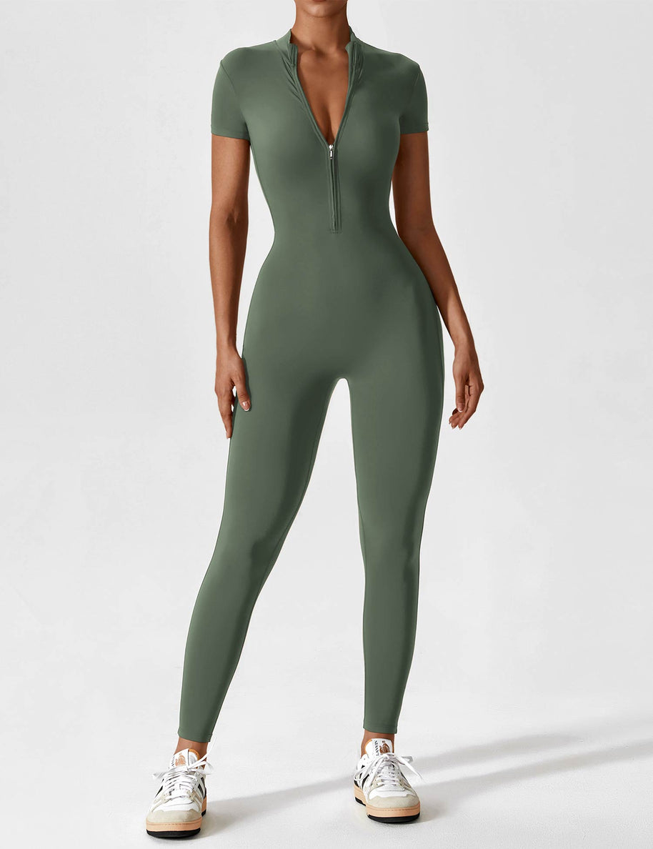 LenaFit – Kurzarm-Reißverschluss-Jumpsuits