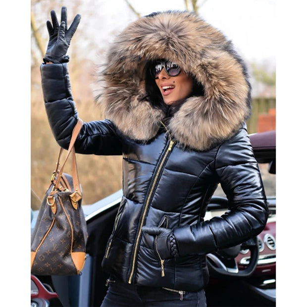 W&W - Paris -Stylische Jacke mit Kunstfellfutter, Kapuze und Kragen