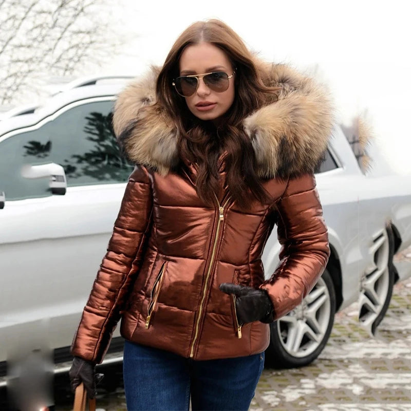 W&W - Paris -Stylische Jacke mit Kunstfellfutter, Kapuze und Kragen