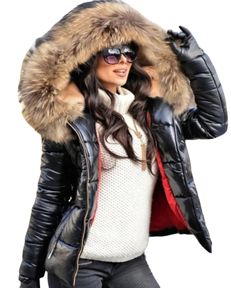 W&W - Paris -Stylische Jacke mit Kunstfellfutter, Kapuze und Kragen