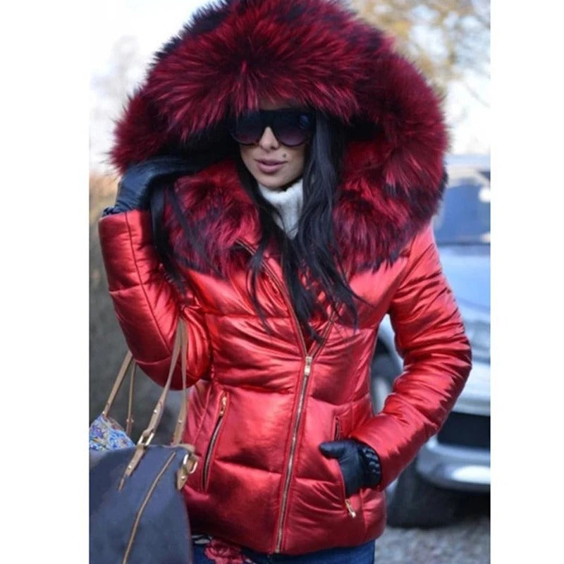 W&W - Paris -Stylische Jacke mit Kunstfellfutter, Kapuze und Kragen