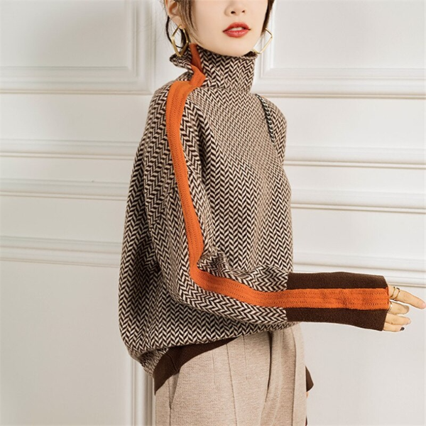 W&W Mode - Gestreifter Winterpullover