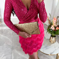 WW | Glitzerndes Partykleid mit V-Ausschnitt