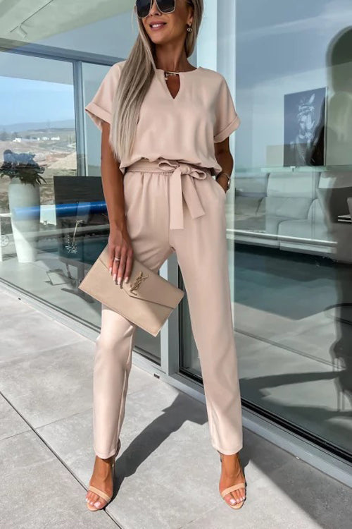 W&W Mode | Eleganter Keyhole Jumpsuit Mit Gürtel Für Damen