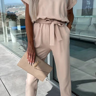 WW | Eleganter Keyhole Jumpsuit Mit Gürtel Für Damen