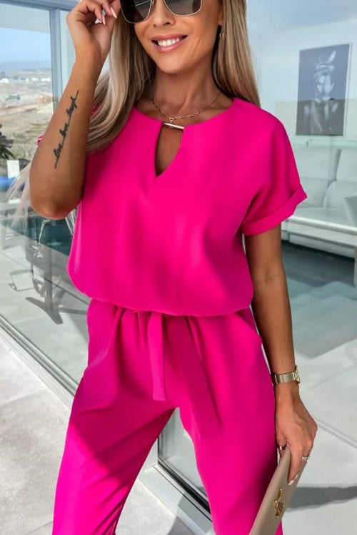 W&W Mode | Eleganter Keyhole Jumpsuit Mit Gürtel Für Damen