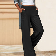 WW | Schmale Hose mit hoher Taille in einfarbigem Farbton