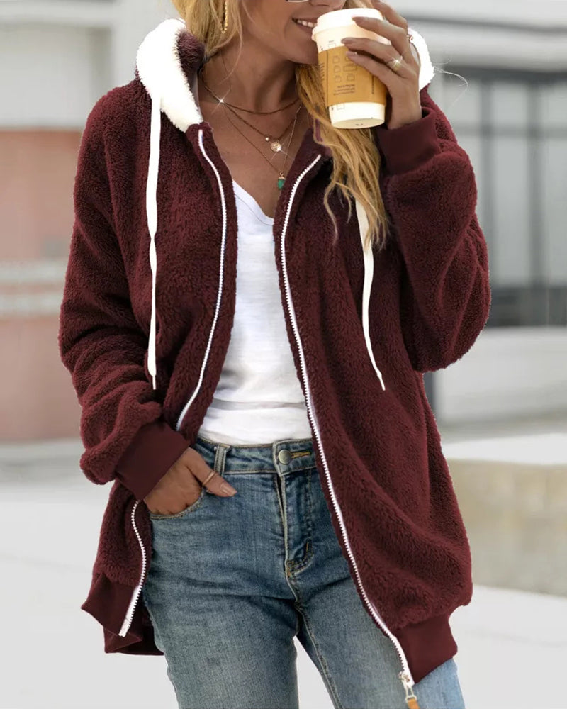 WW | Damen Fleece Hoodie Mit Reißverschluss