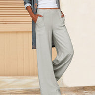WW | Schmale Hose mit hoher Taille in einfarbigem Farbton