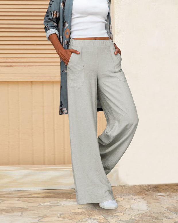 WW | Schmale Hose mit hoher Taille in einfarbigem Farbton