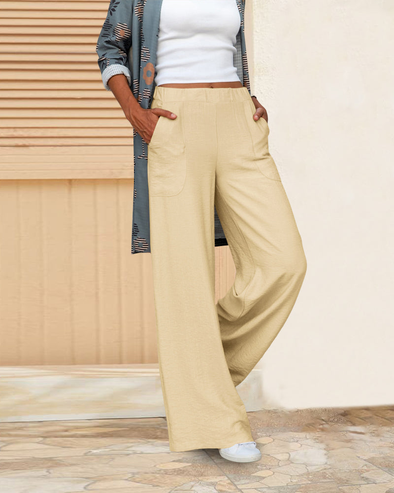 WW | Schmale Hose mit hoher Taille in einfarbigem Farbton