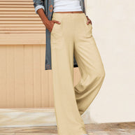 WW | Schmale Hose mit hoher Taille in einfarbigem Farbton