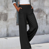 WW | Schmale Hose mit hoher Taille in einfarbigem Farbton