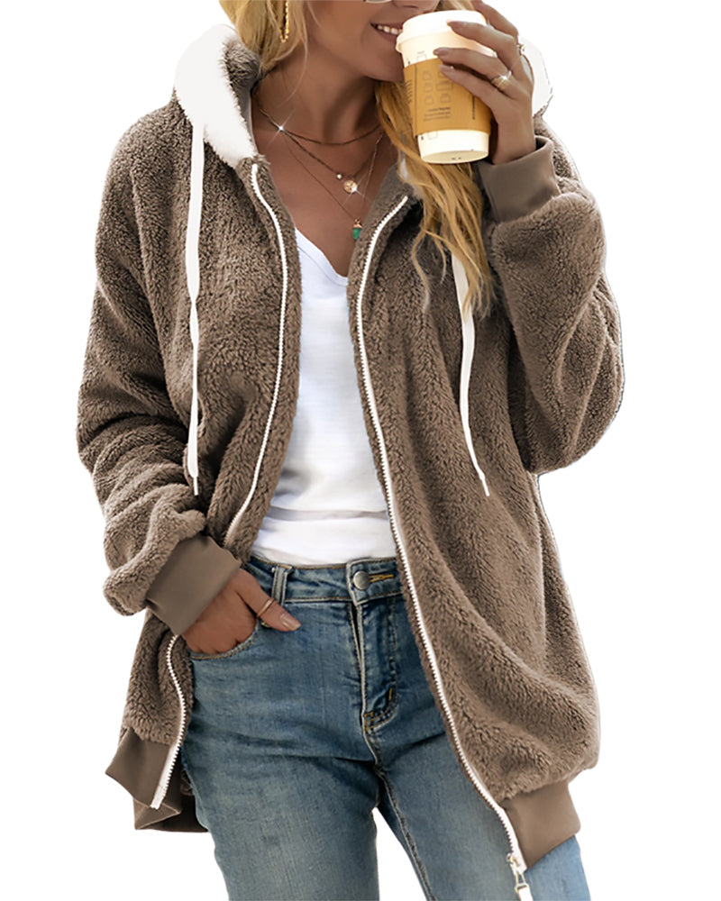 WW | Damen Fleece Hoodie Mit Reißverschluss